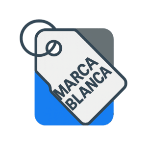 Ilustración de personas personalizando un panel o interfaz digital, representando el concepto de marca blanca en hosting