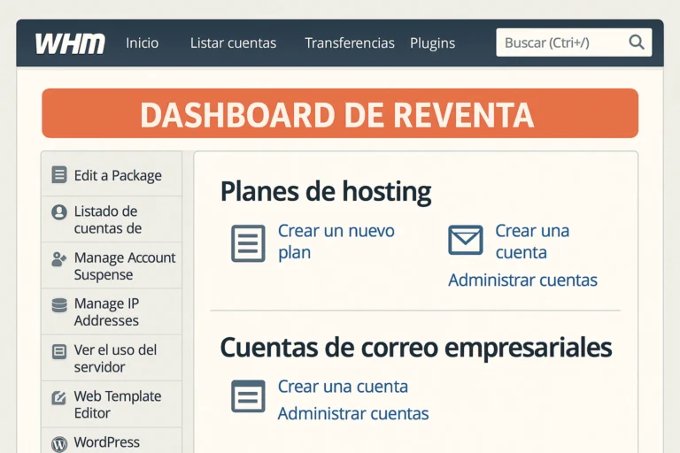 panel de control para revender hosting VPS y correos