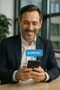 cliente recibiendo soporte digital