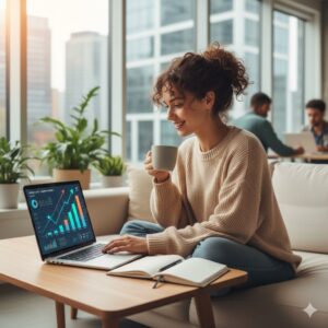 Freelancer gestionando negocio de reventa sin empleados