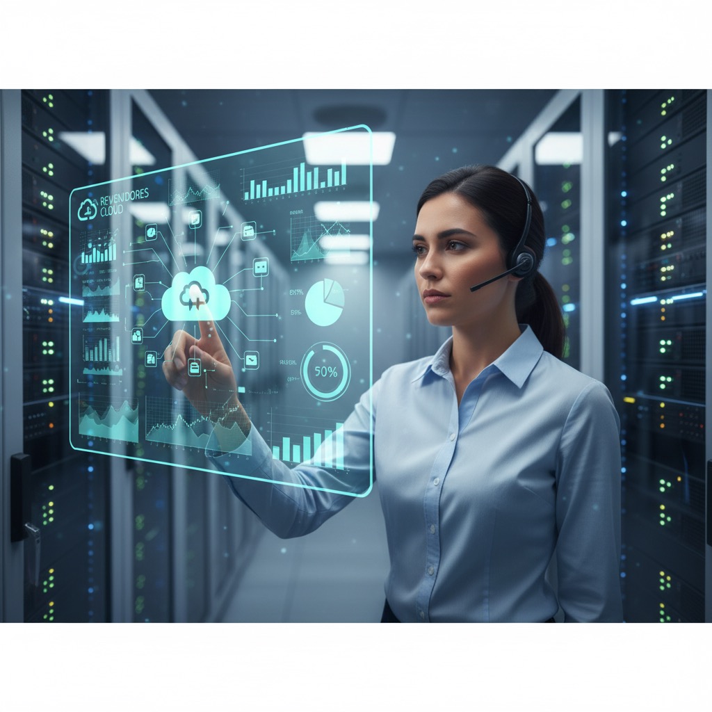 Profesional revisando métricas de rendimiento en la nube