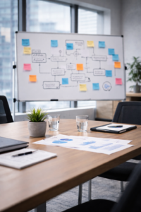 Profesional construyendo estrategia digital para negocio cloud