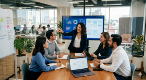 equipo trabajando crecimiento negocio cloud rentable