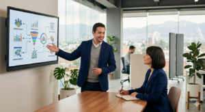 consultor digital explicando servicios cloud a cliente