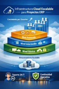 infraestructura cloud escalable para consultores ERP con niveles de servicio y crecimiento por usuarios